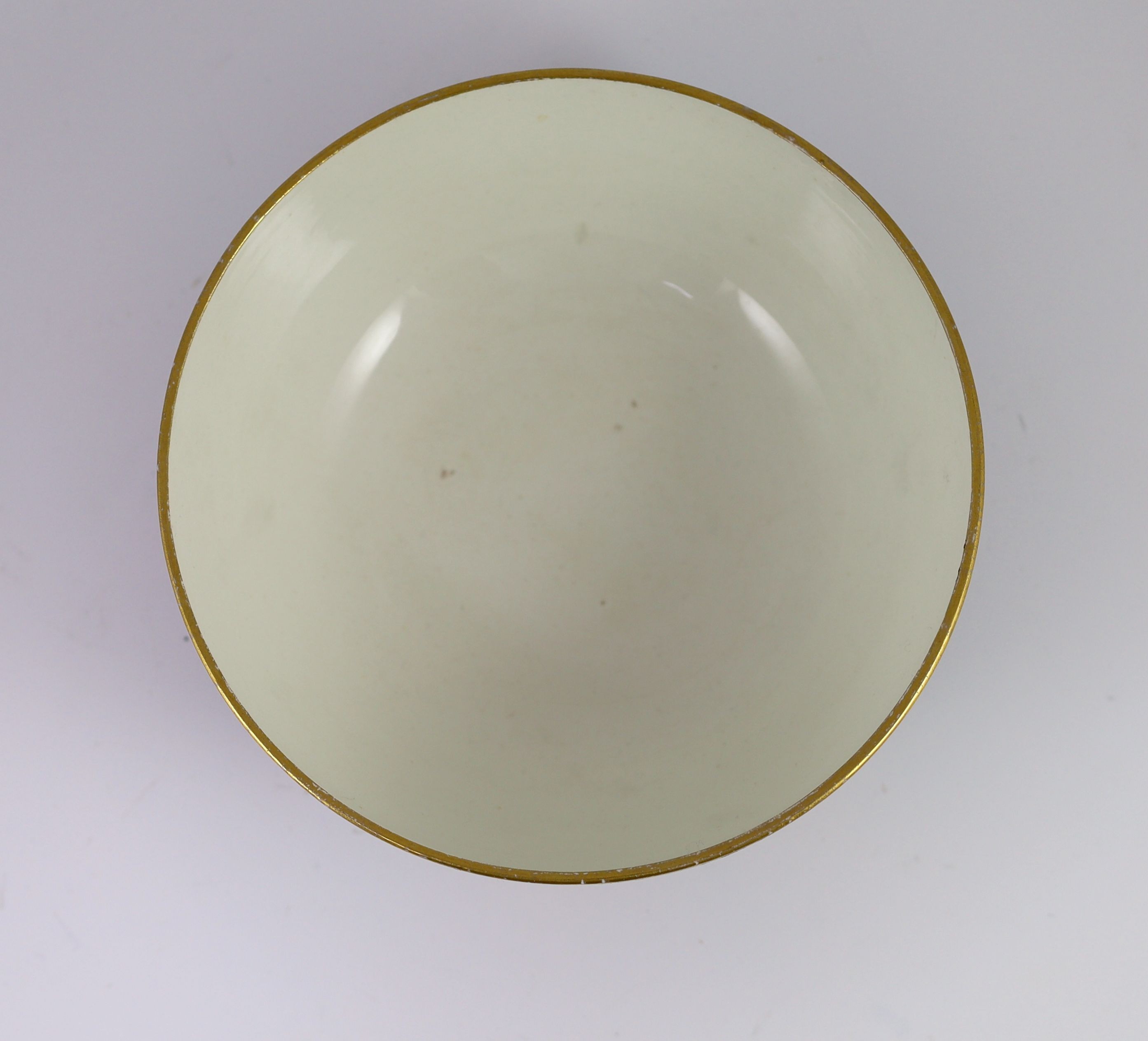 A Wedgwood artist painted pottery bowl, initialled BM, 21.5 cms diameter.